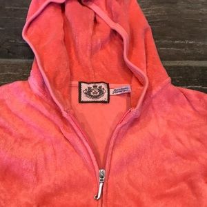 JUICY peach terry cloth/towel like fabric zip up